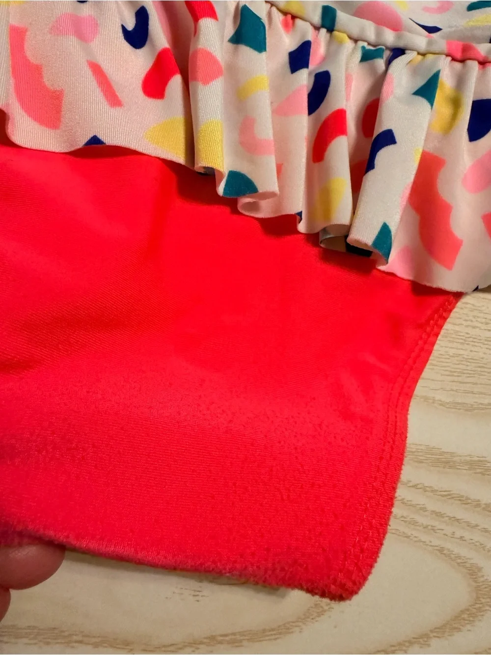 Cat & Jack Long Sleeve Pink Confetti Ruffle One-Piece Swimsuit Size 4T
